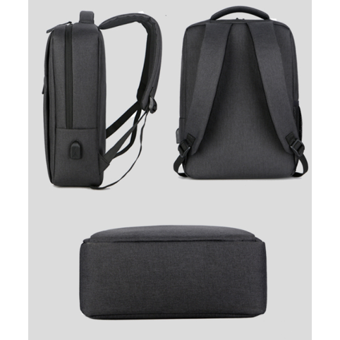 Laptop Bag Rechargeable Backpack Dark Grey Fabric Rectangular - Image 11