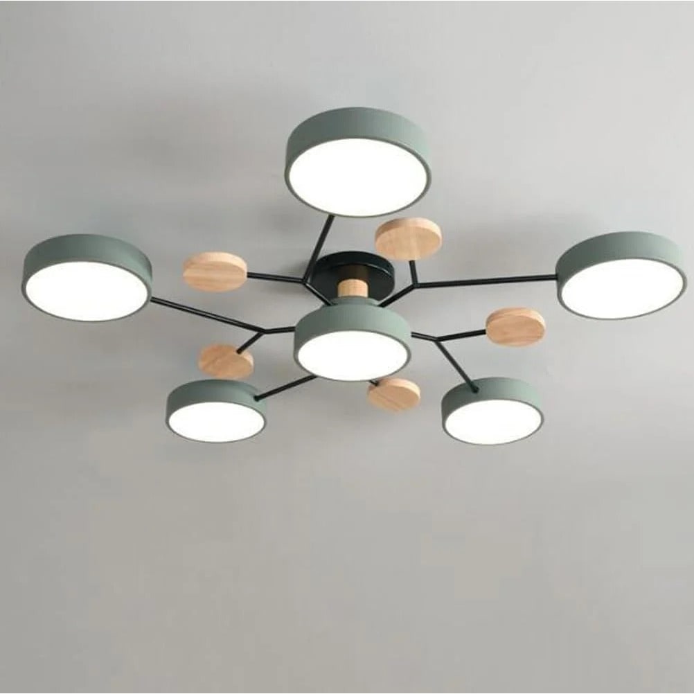 LED Ceiling Light Semi-Flush Ceiling Light Light Modern Multi-Arm Wood - Image 1