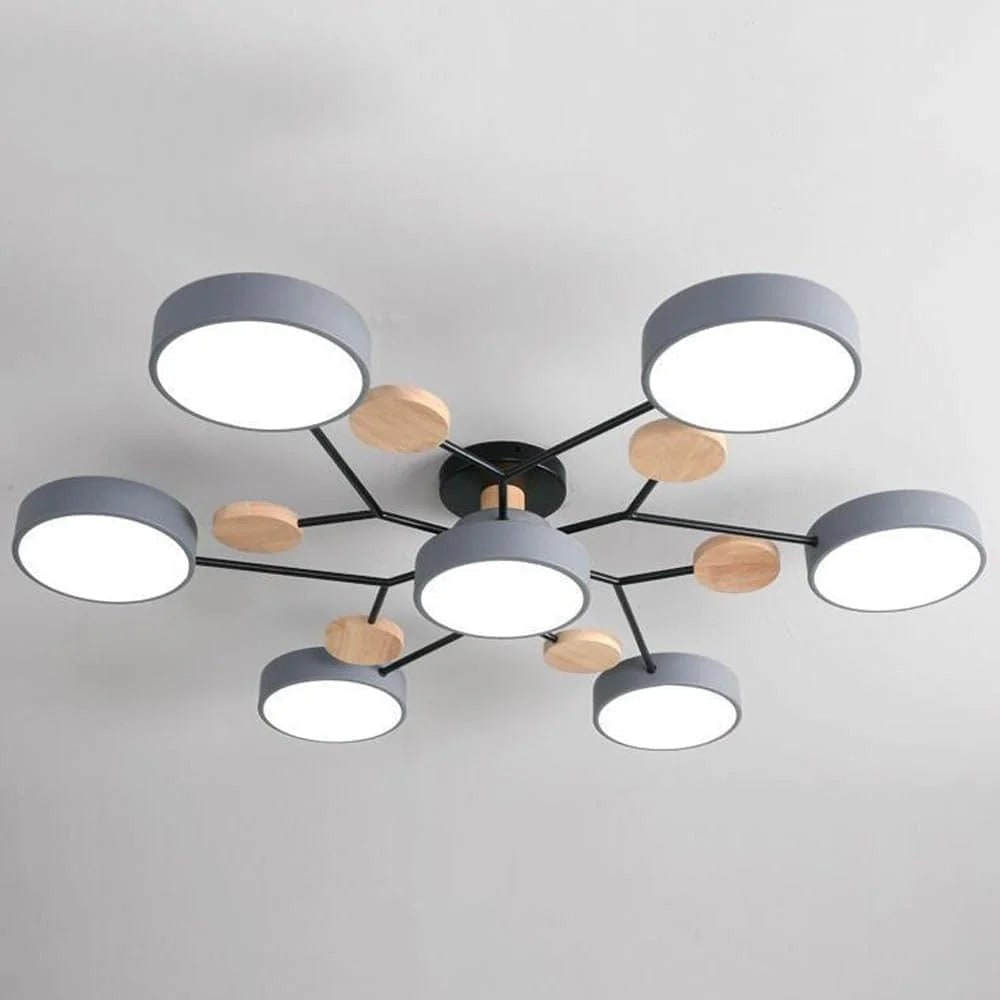 LED Ceiling Light Semi-Flush Ceiling Light Light Modern Multi-Arm Wood - Image 12