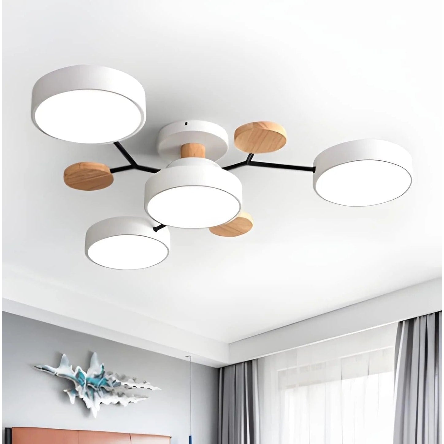 LED Ceiling Light Semi-Flush Ceiling Light Light Modern Multi-Arm Wood - Image 13