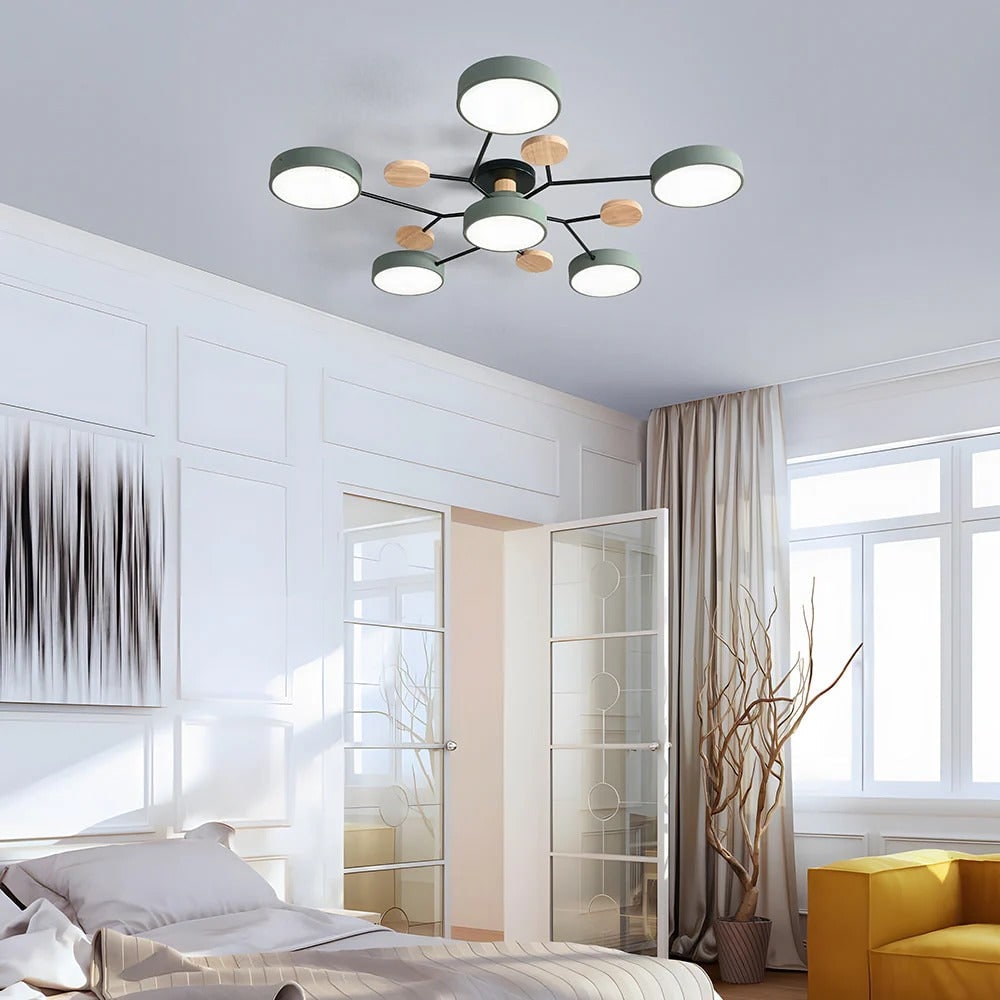 LED Ceiling Light Semi-Flush Ceiling Light Light Modern Multi-Arm Wood - Image 2