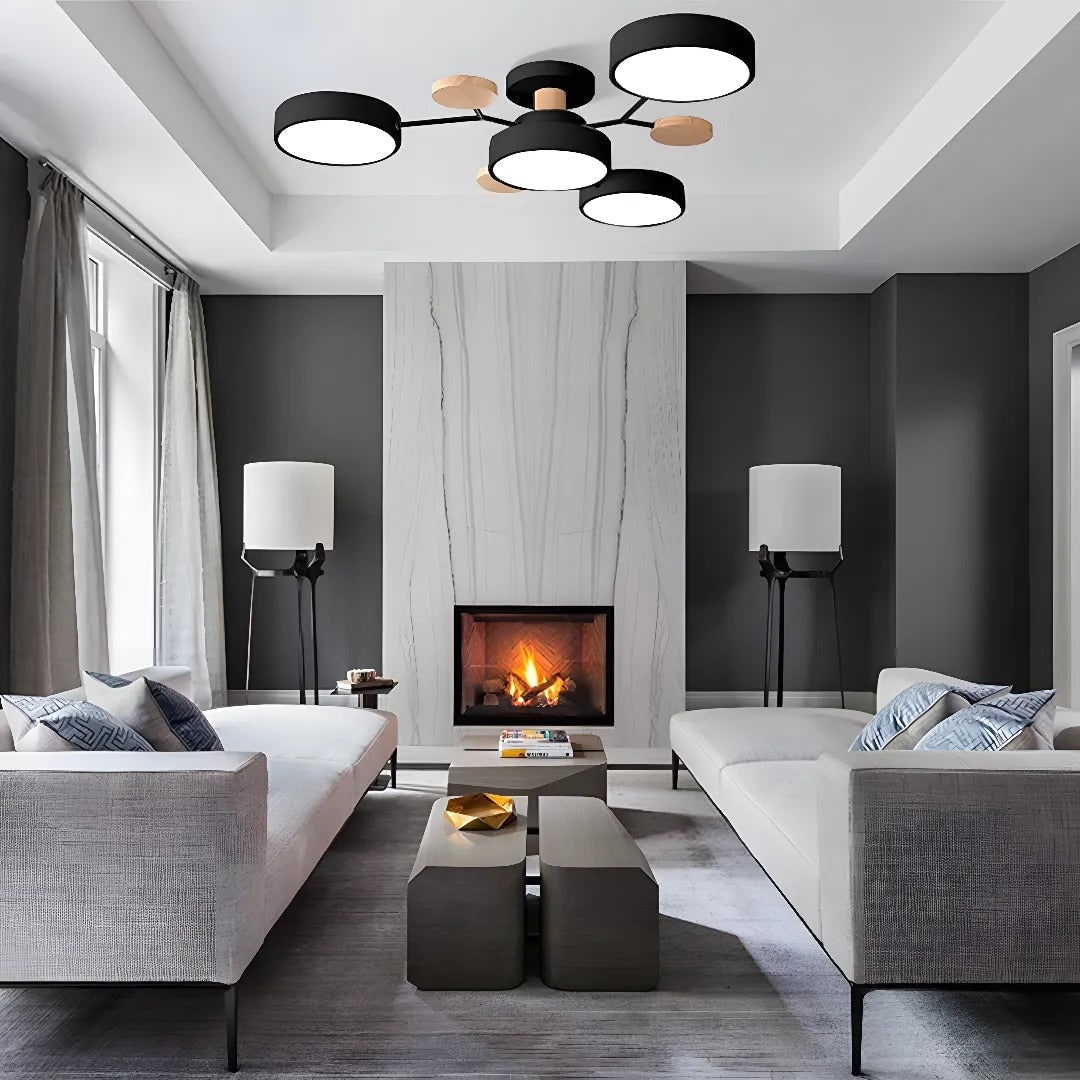 LED Ceiling Light Semi-Flush Ceiling Light Light Modern Multi-Arm Wood - Image 24