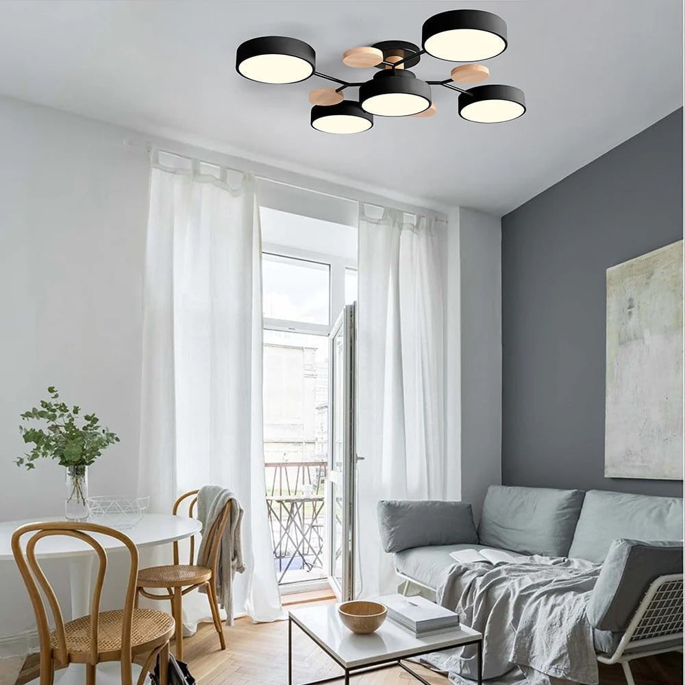 LED Ceiling Light Semi-Flush Ceiling Light Light Modern Multi-Arm Wood - Image 28