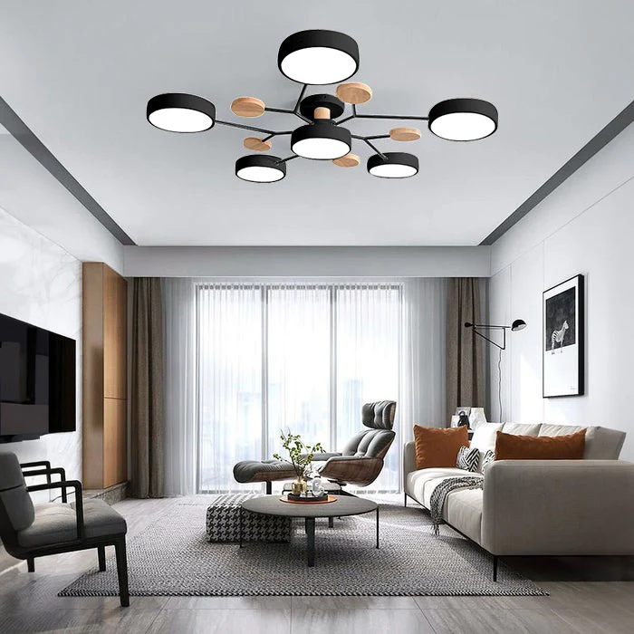 LED Ceiling Light Semi-Flush Ceiling Light Light Modern Multi-Arm Wood - Image 30