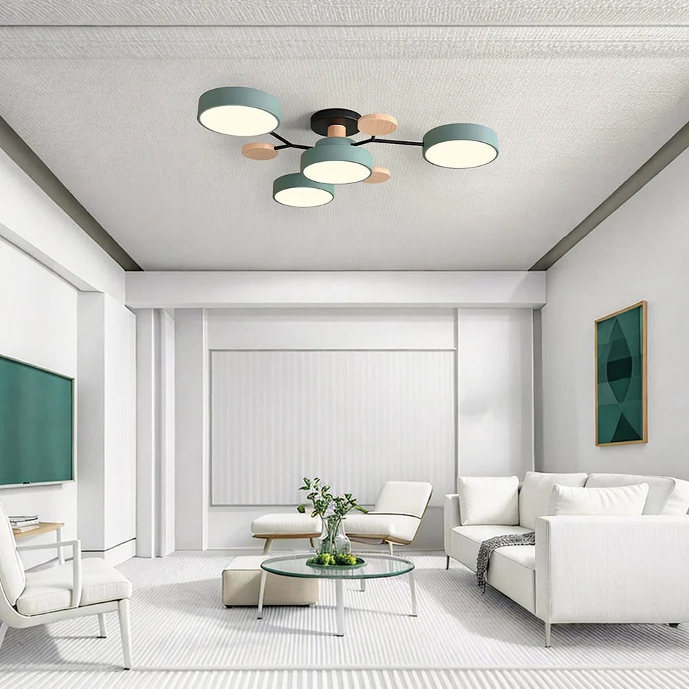 LED Ceiling Light Semi-Flush Ceiling Light Light Modern Multi-Arm Wood - Image 38