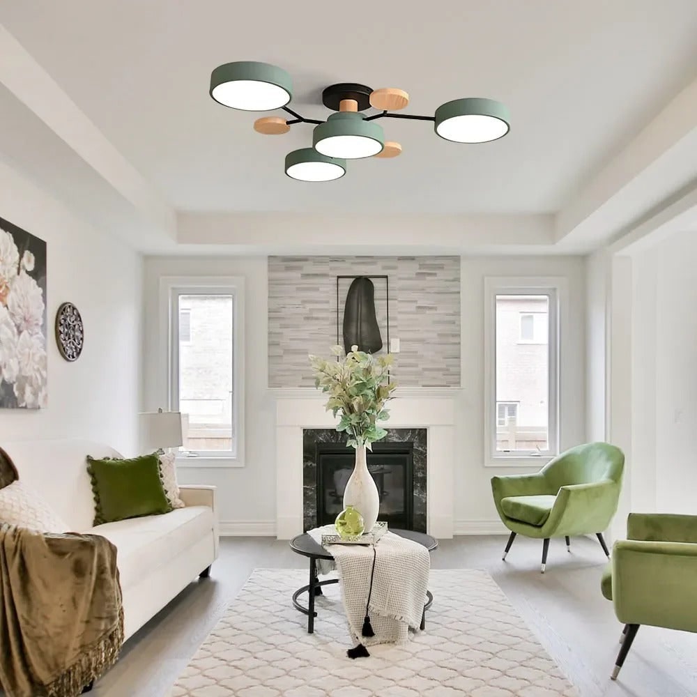 LED Ceiling Light Semi-Flush Ceiling Light Light Modern Multi-Arm Wood - Image 39