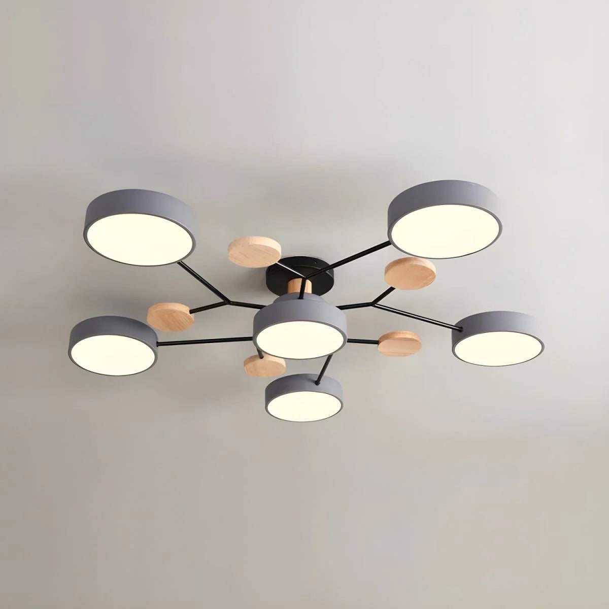 LED Ceiling Light Semi-Flush Ceiling Light Light Modern Multi-Arm Wood - Image 9