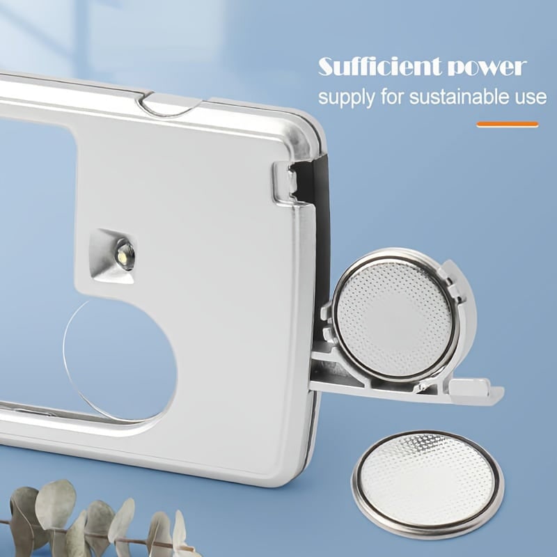 LED Illuminated Card Type Magnifier Reading Light Silver Plastic - Image 10