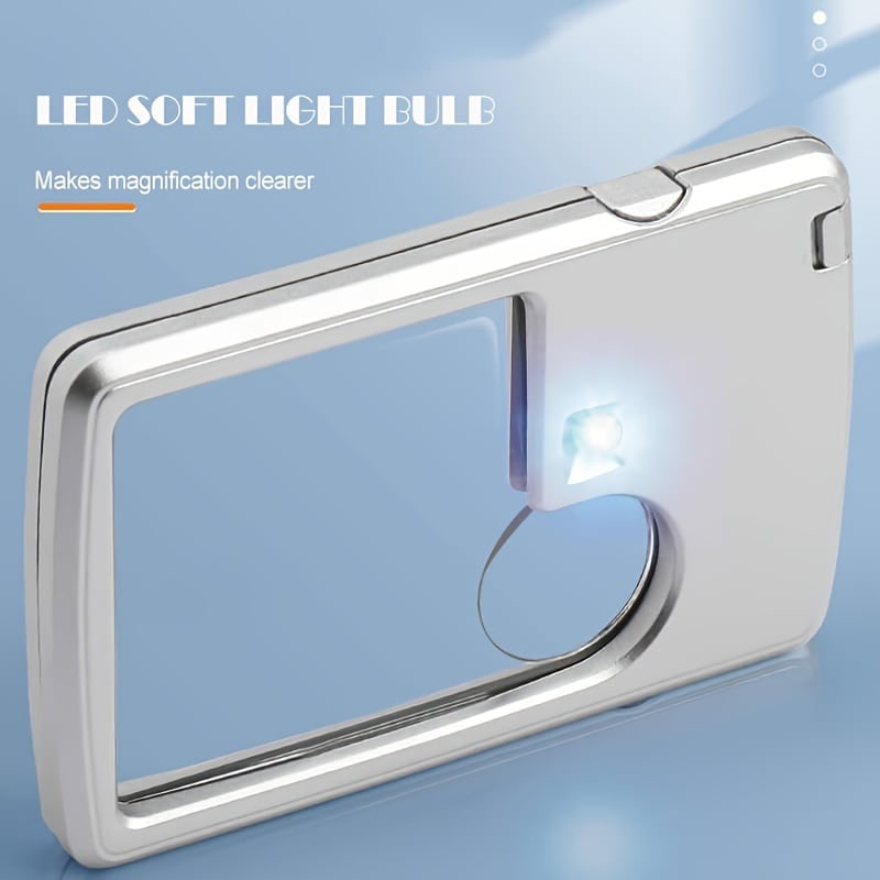 LED Illuminated Card Type Magnifier Reading Light Silver Plastic - Image 12