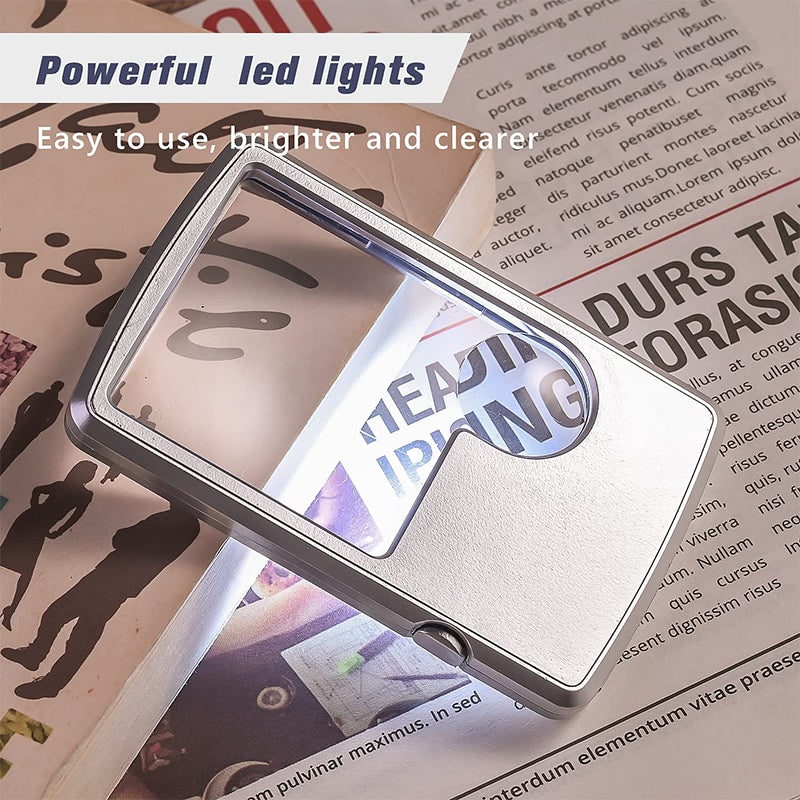 LED Illuminated Card Type Magnifier Reading Light Silver Plastic - Image 13