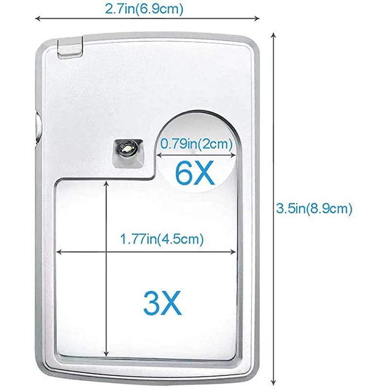 LED Illuminated Card Type Magnifier Reading Light Silver Plastic - Image 7