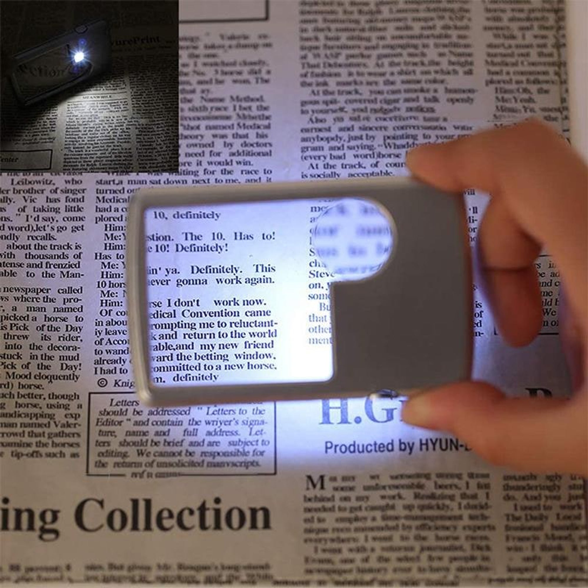 LED Illuminated Card Type Magnifier Reading Light Silver Plastic - Image 1