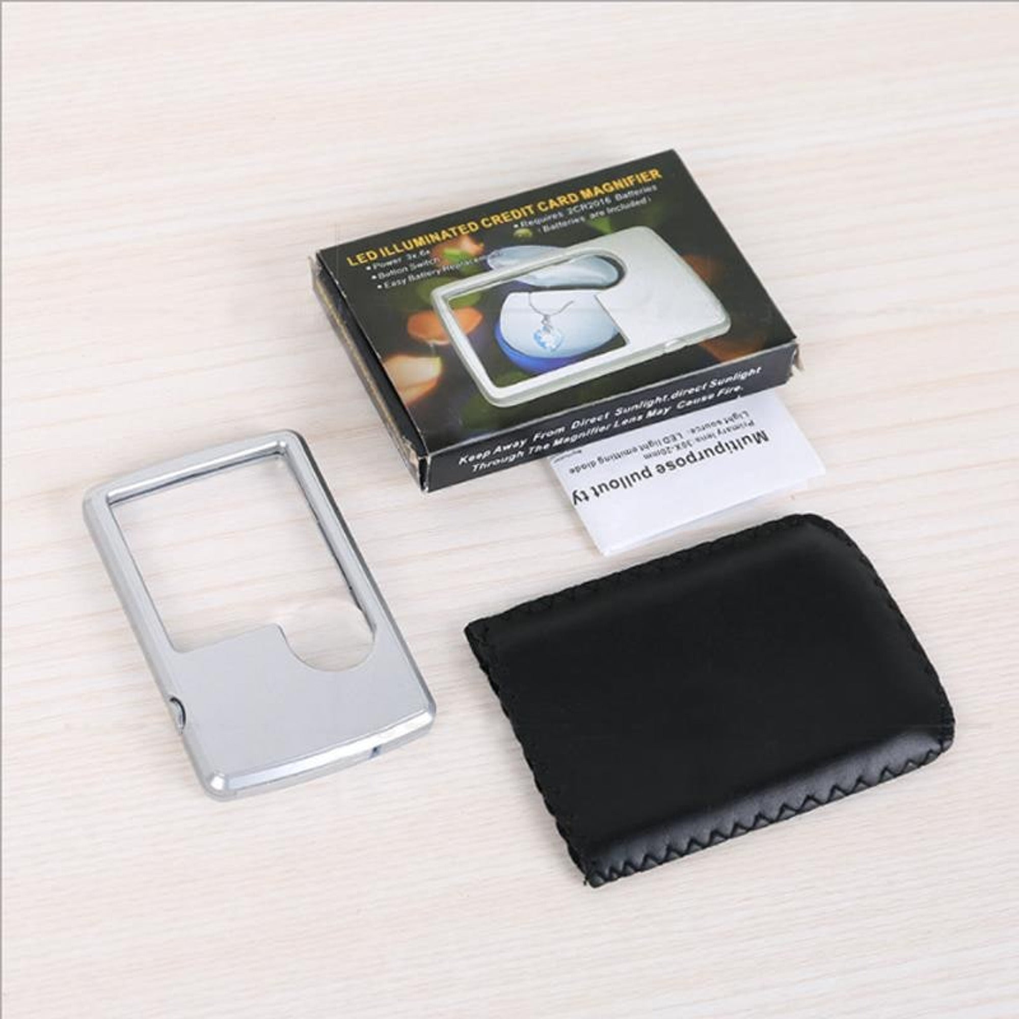 LED Illuminated Card Type Magnifier Reading Light Silver Plastic - Image 6