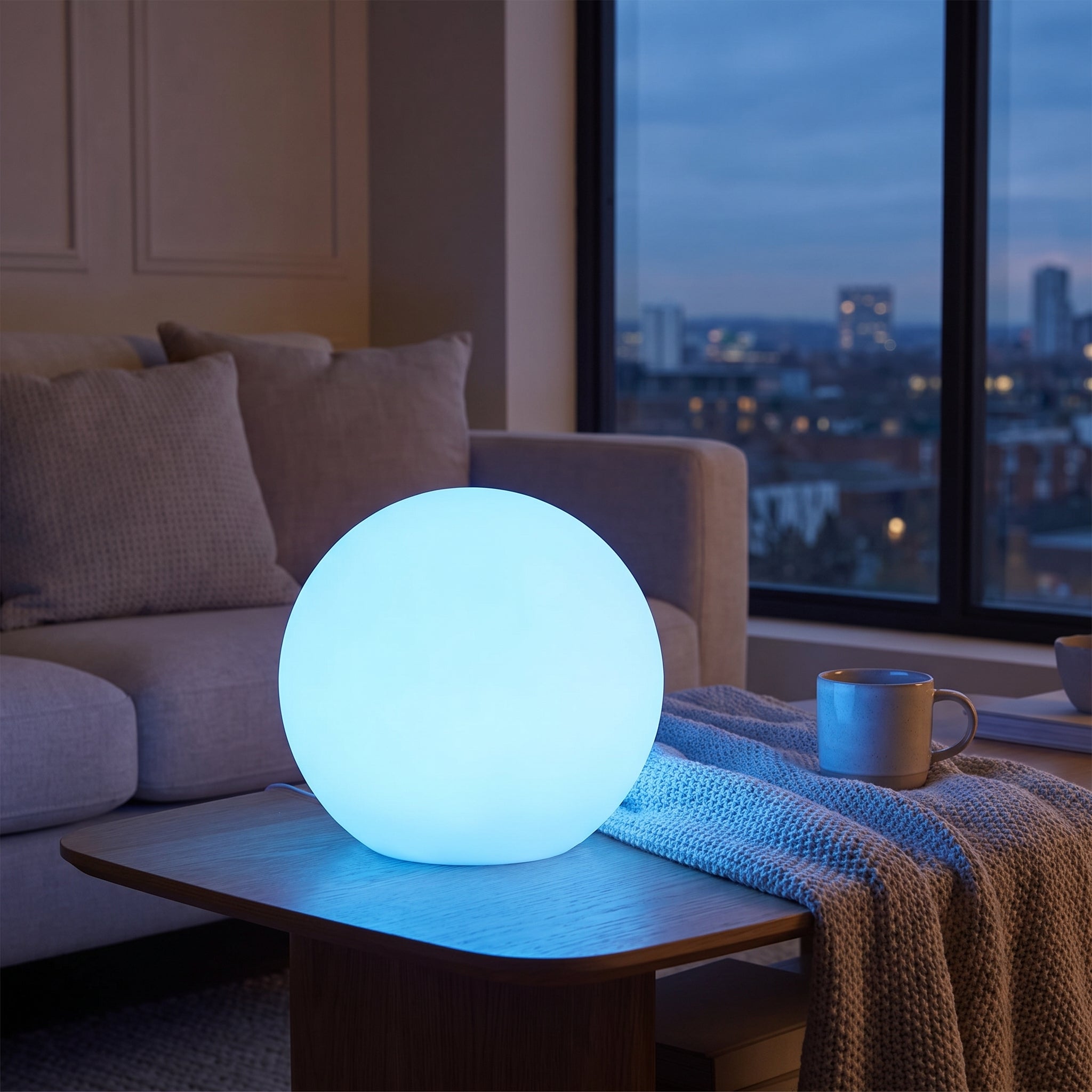 LED Table Lamp Rechargeable Color Changing Sphere Light - in-use