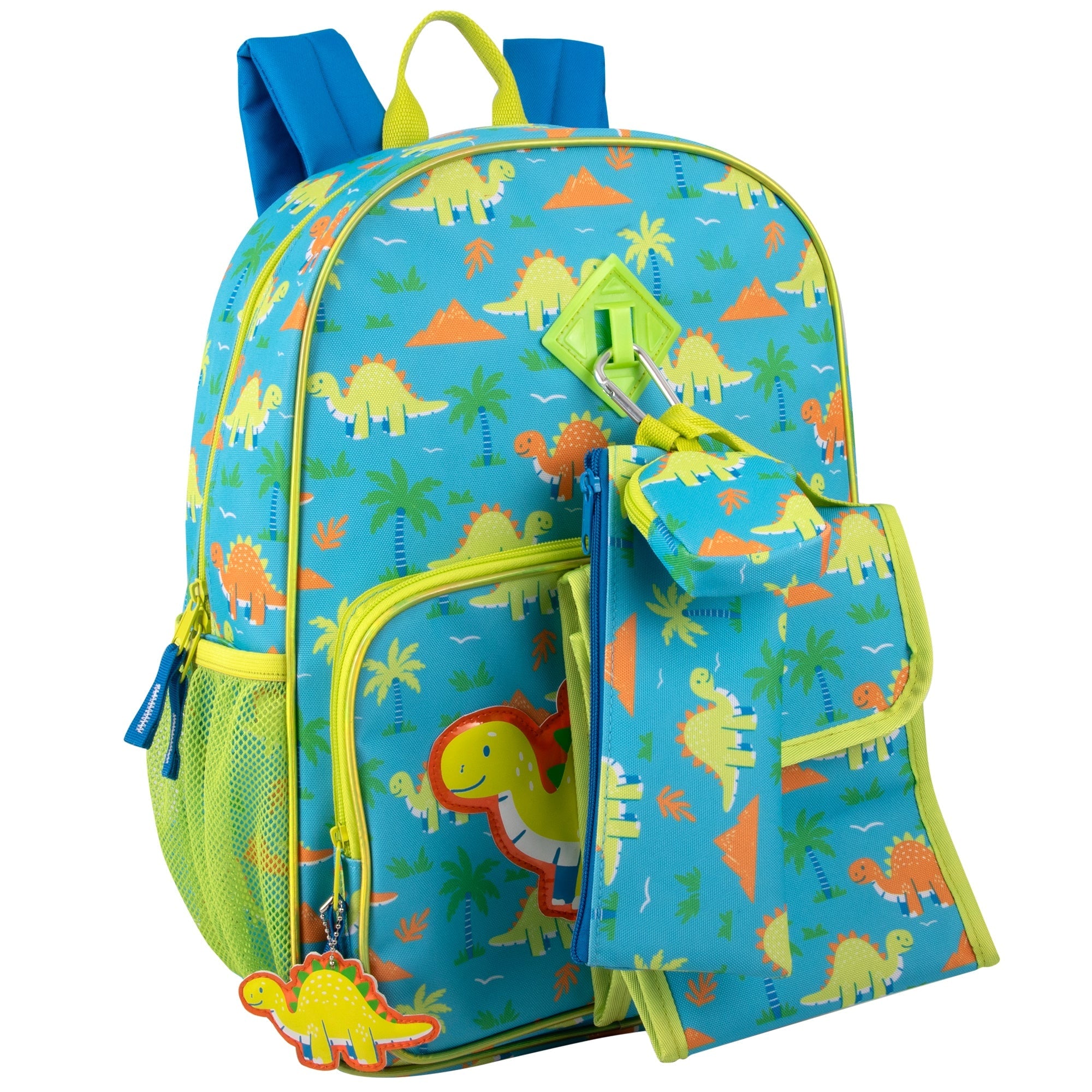 Lunch Bag Insulated Childrens Dinosaur Backpack Set Blue Green Trim - Image 2