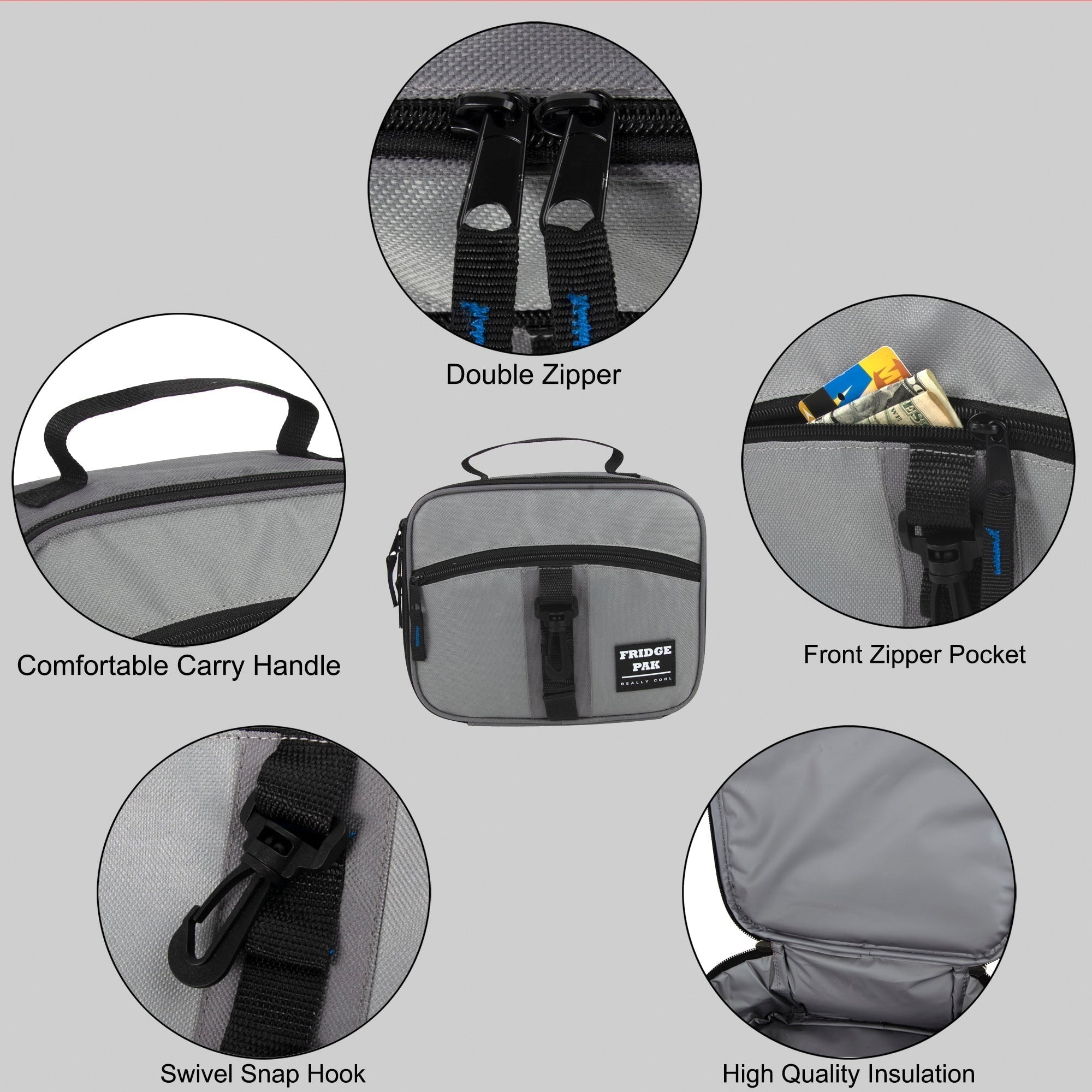 Lunch Bag Insulated Cooler Bags Soft Sided Carry Handle Front Pocket - Image 2