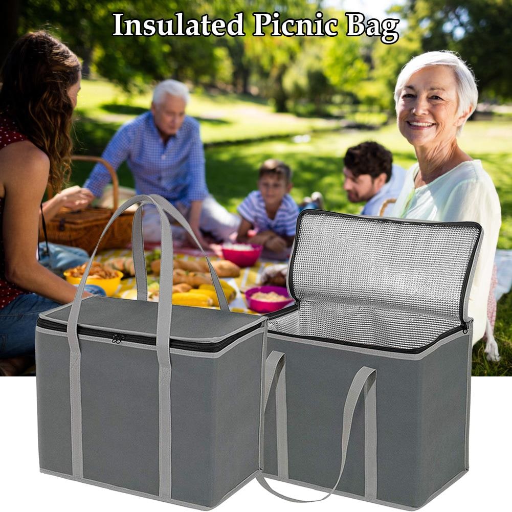 Lunch Bag Insulated Cooler Set Two Gray Foldable - Image 4