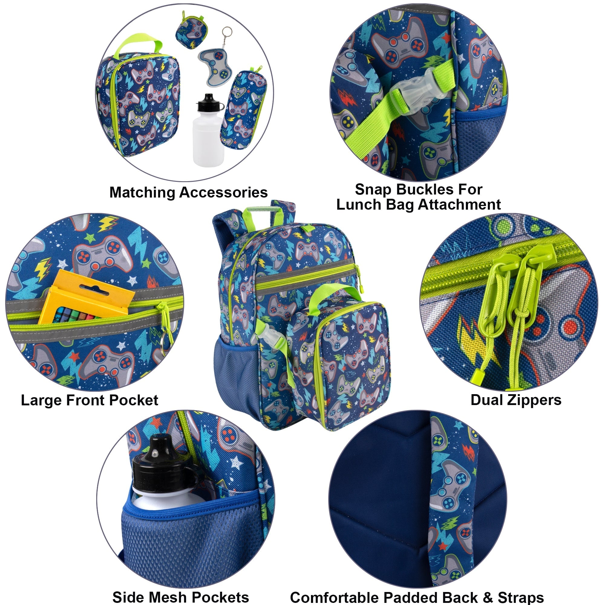 Lunch Bag Insulated Kids Backpack with Gamer Set - Image 3