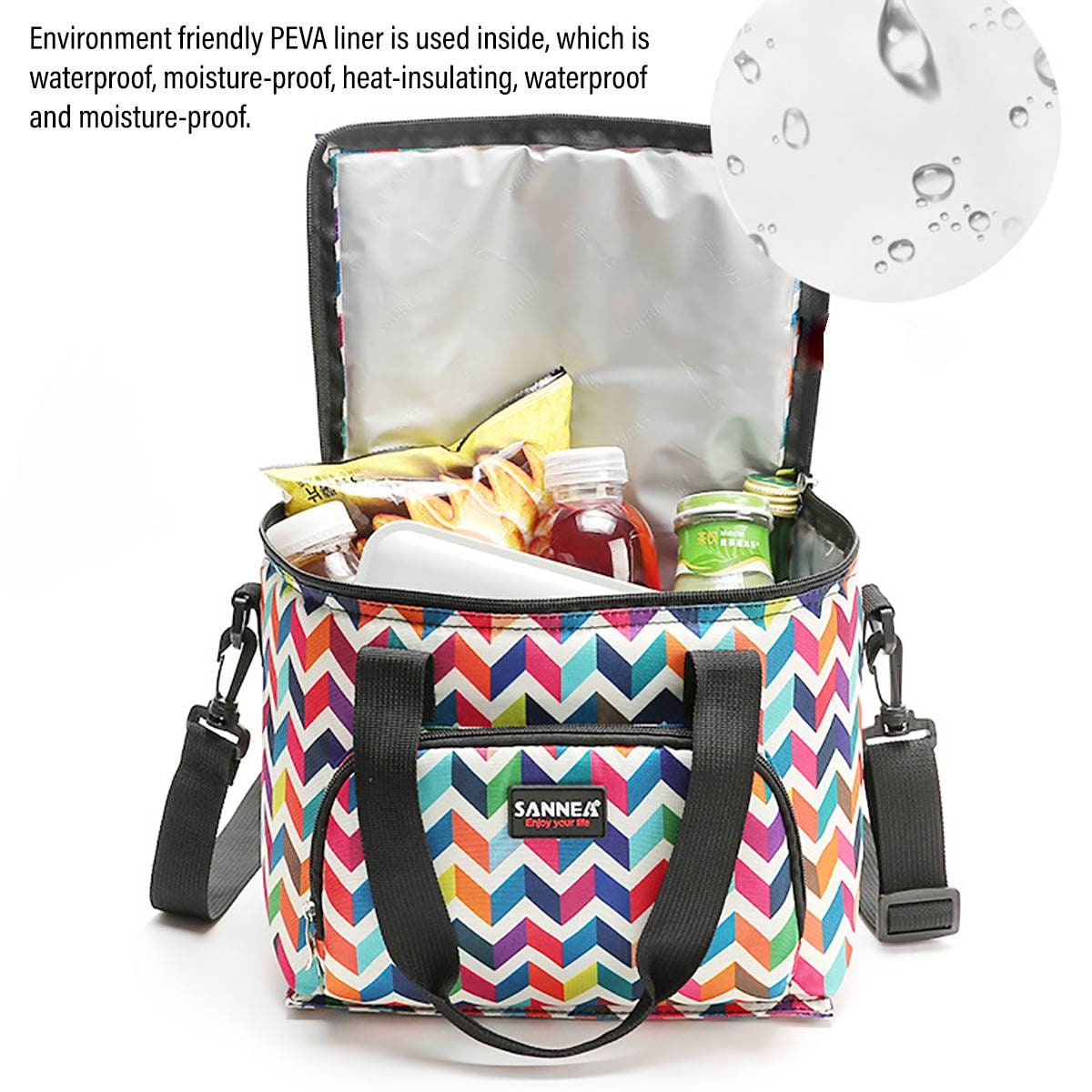 Lunch Bag Insulated Portable Cooler Strap Multi-Patterned - Image 2