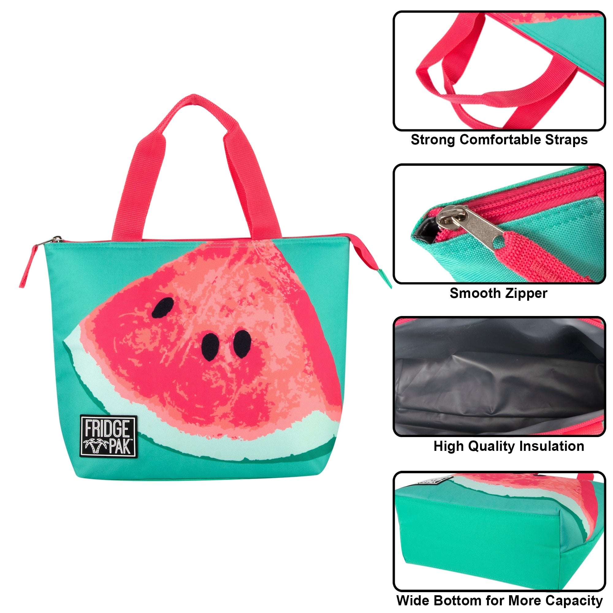 Lunch Bag Insulated Tote Reusable Watermelon Print - Image 2