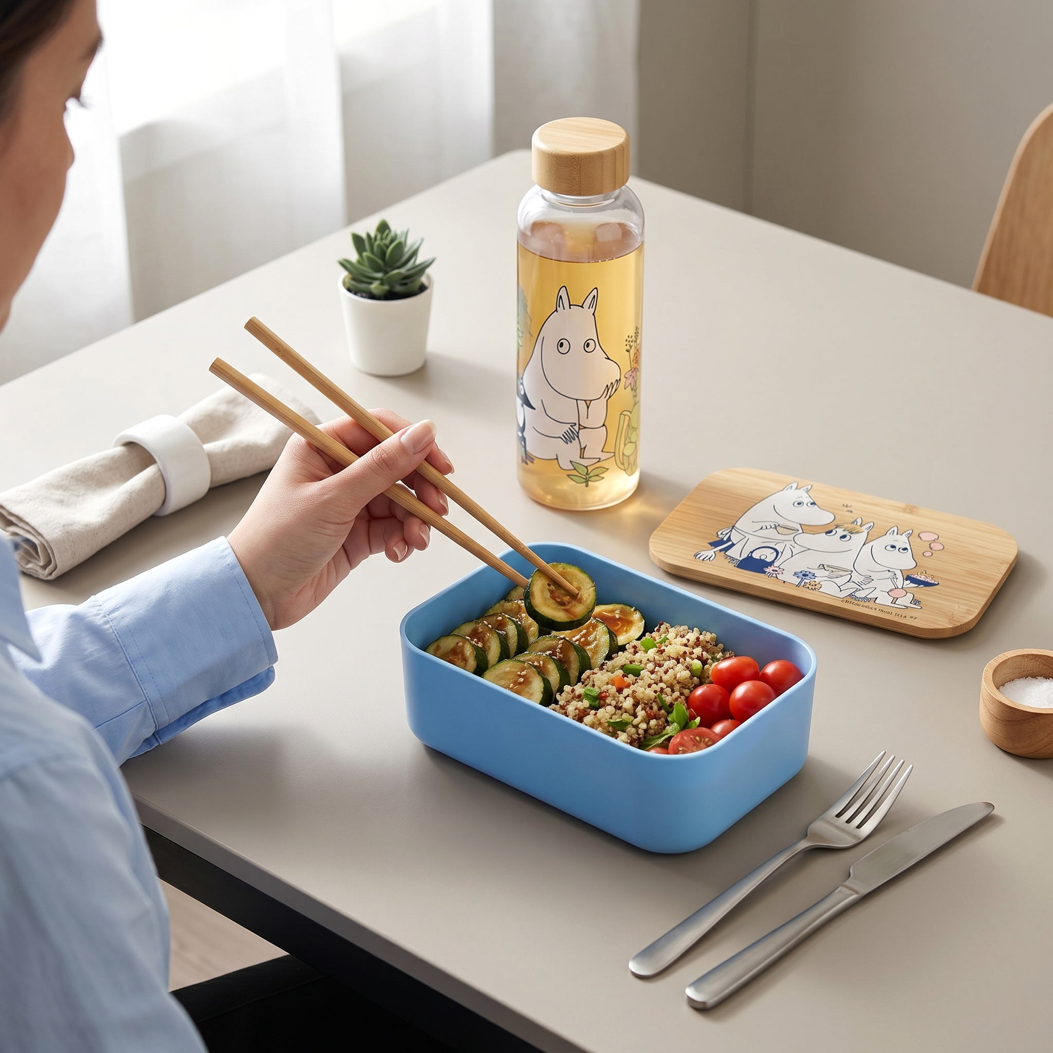 Lunch Box Bento Box Meal Prep Food Container Bamboo Cartoon Print - Image 9