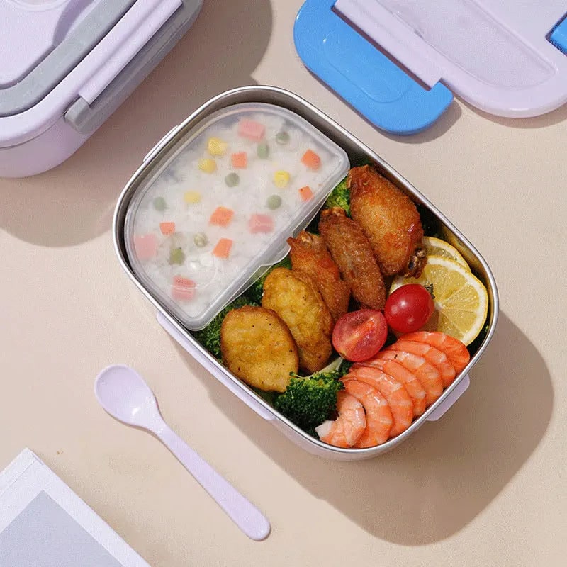 lunch box electric food warmer portable stainless steel AC car adapter - Image 2