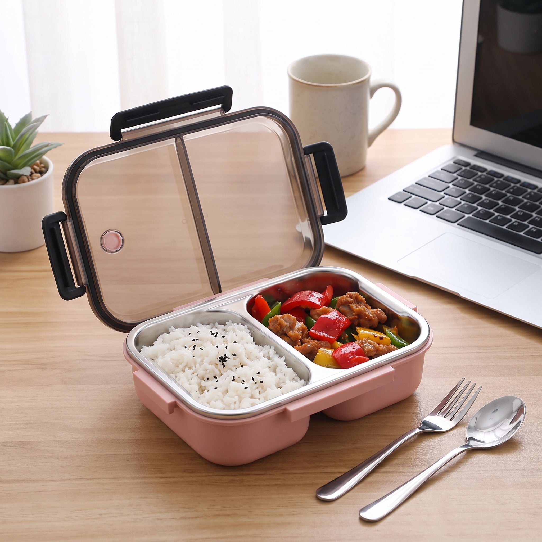 Insulated Lunch Box Bento Leak Proof Compartment 1000ml - in-use