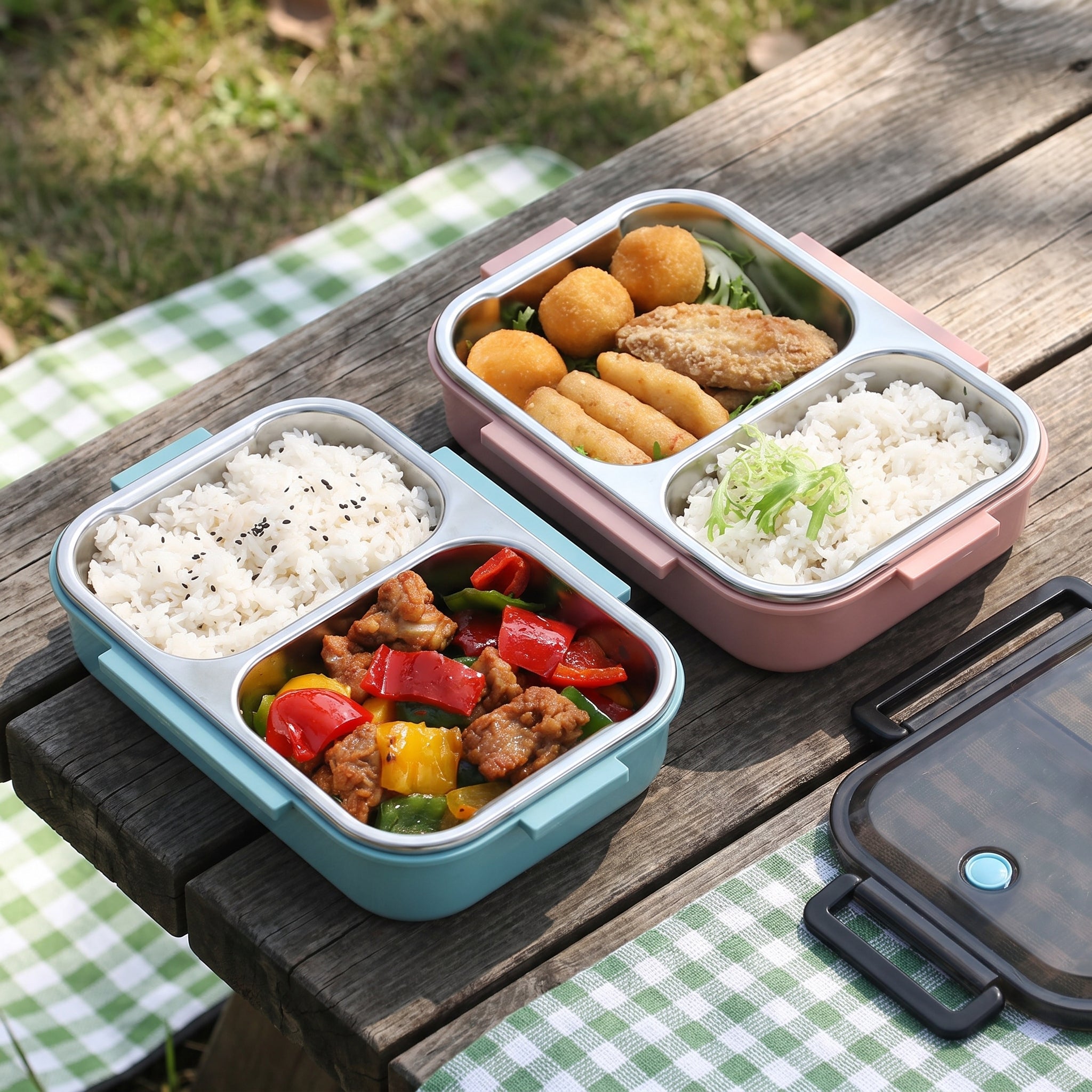 Insulated Lunch Box Bento Leak Proof Compartment 1000ml - in-use
