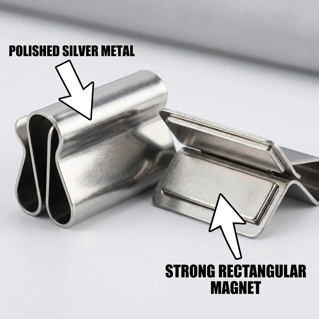 magnetic curtain clips close-up construction and materials