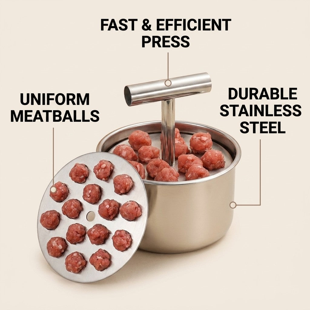 Twelve Uniform Meatballs in One Press