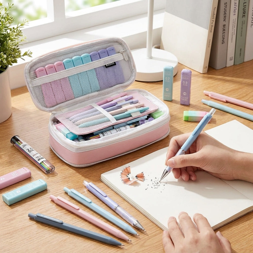 Mechanical Pencils with Lead Pencil Case Pencil with Sharpener Pastel - Image 1