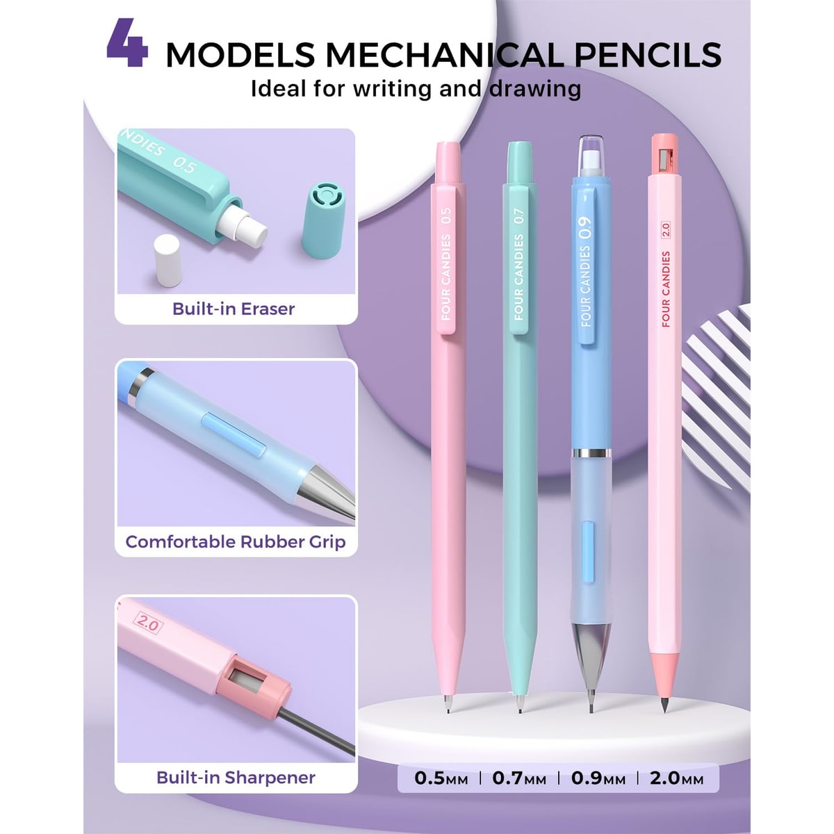 Mechanical Pencils with Lead Pencil Case Pencil with Sharpener - Image 2