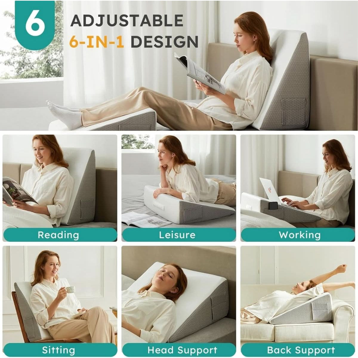 Memory Foam Wedge Pillow With Removable Washable Cover - Image 3