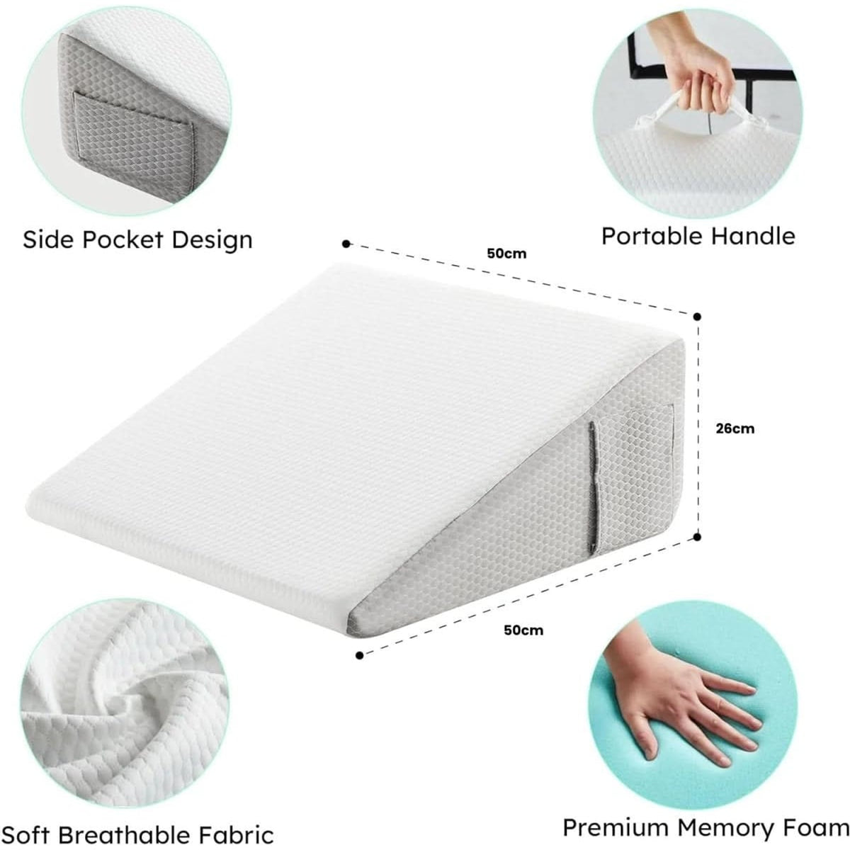 Memory Foam Wedge Pillow With Removable Washable Cover - Image 6