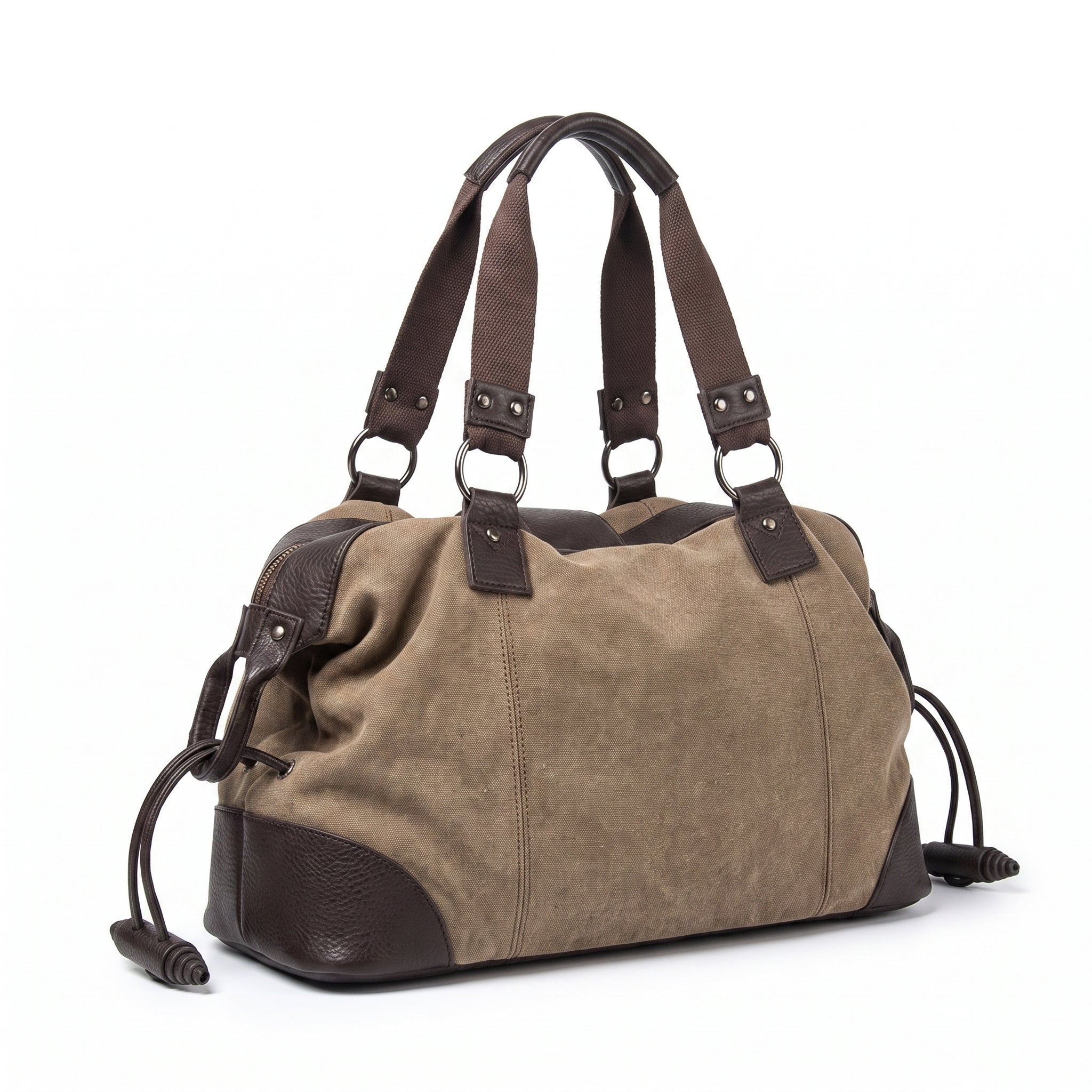 Men's Travel Bag Shoulder Bag Gym Bag Canvas Leather Duffel Weekender - angle
