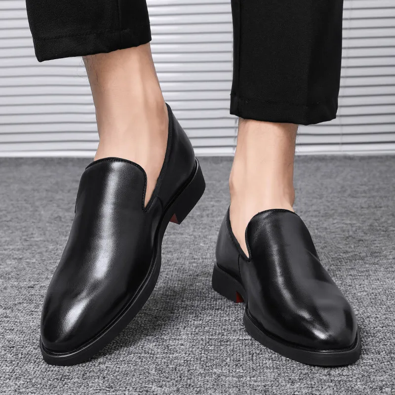 Men's Dress Shoes Red Bottom Shoes Slip Leather Shoes - Image 8