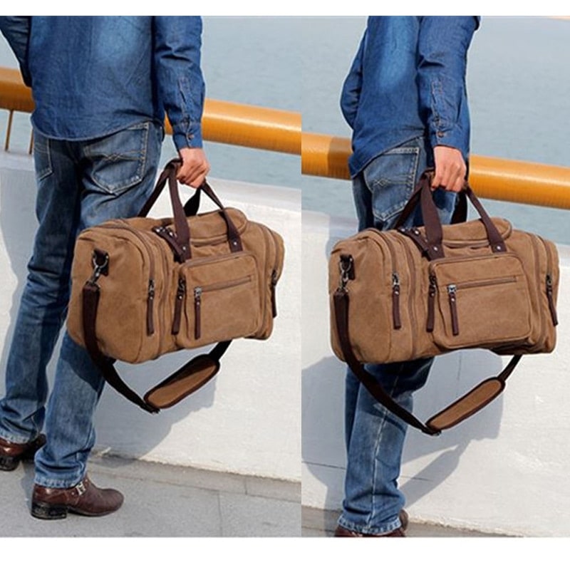 Men's Travel Bag Duffel Bag Canvas Duffel Bag Multi-Compartment - Image 5