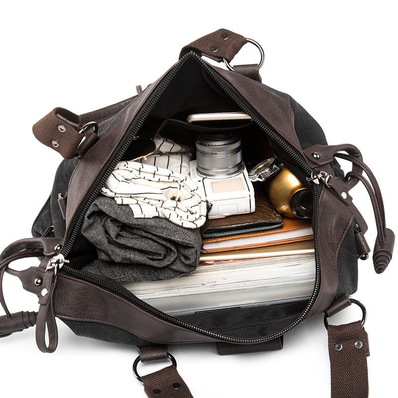 Men's Travel Bag Shoulder Bag Gym Bag Canvas Leather Duffel Weekender - Image 2