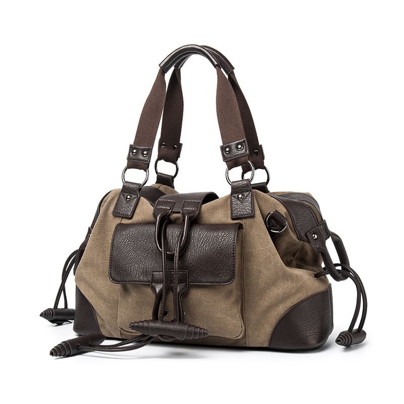 Men's Travel Bag Shoulder Bag Gym Bag Canvas Leather Duffel Weekender - Image 3