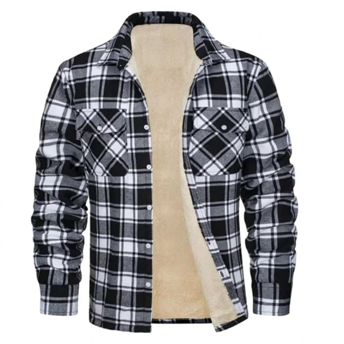 Men's Winter Shirt Jacket With Cozy Sherpa Lining - Image 2