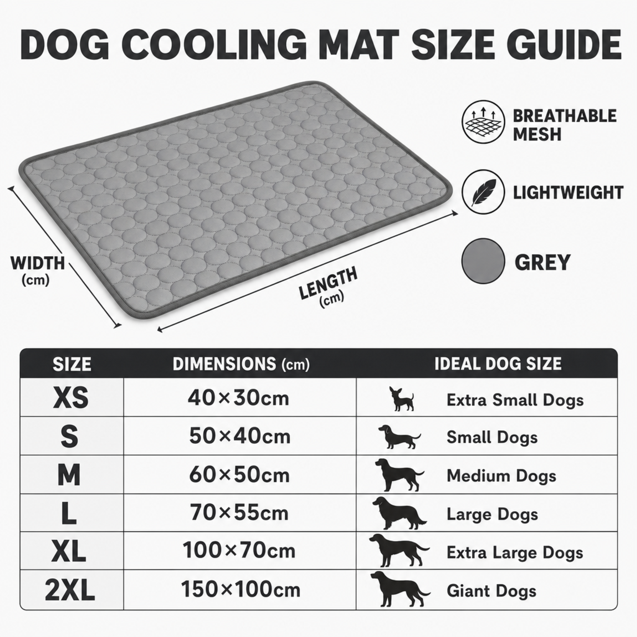 Dog Cooling Mat, Breathable Mesh Airflow, Lightweight Ice Silk Pet Pad