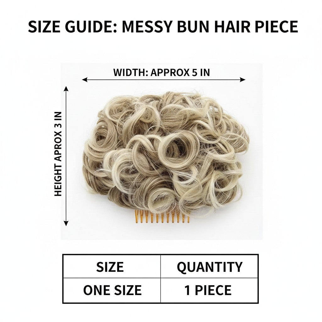 messy bun hair piece dimensions and size guide
