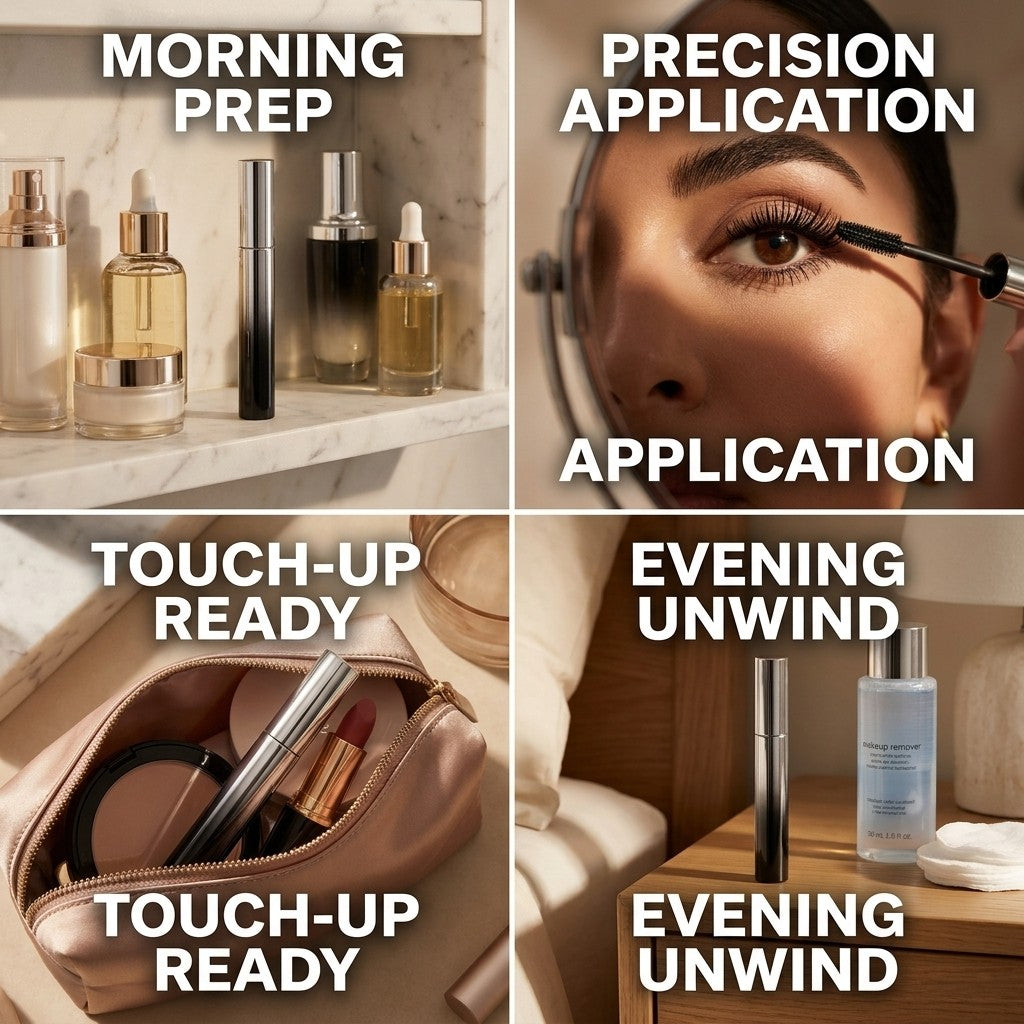 metal wand mascara in a daily routine