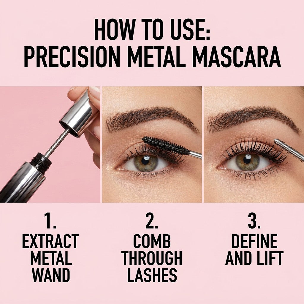 Metal Wand Mascara, Volumizing Lengthening Waterproof Lash Mascara for Full Curled Lashes benefits