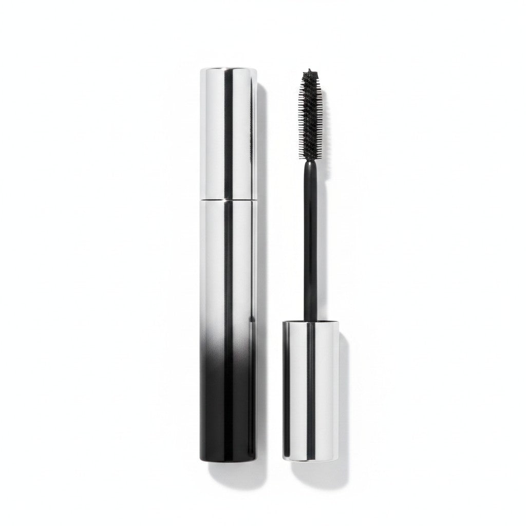 metal wand mascara product photo on white background