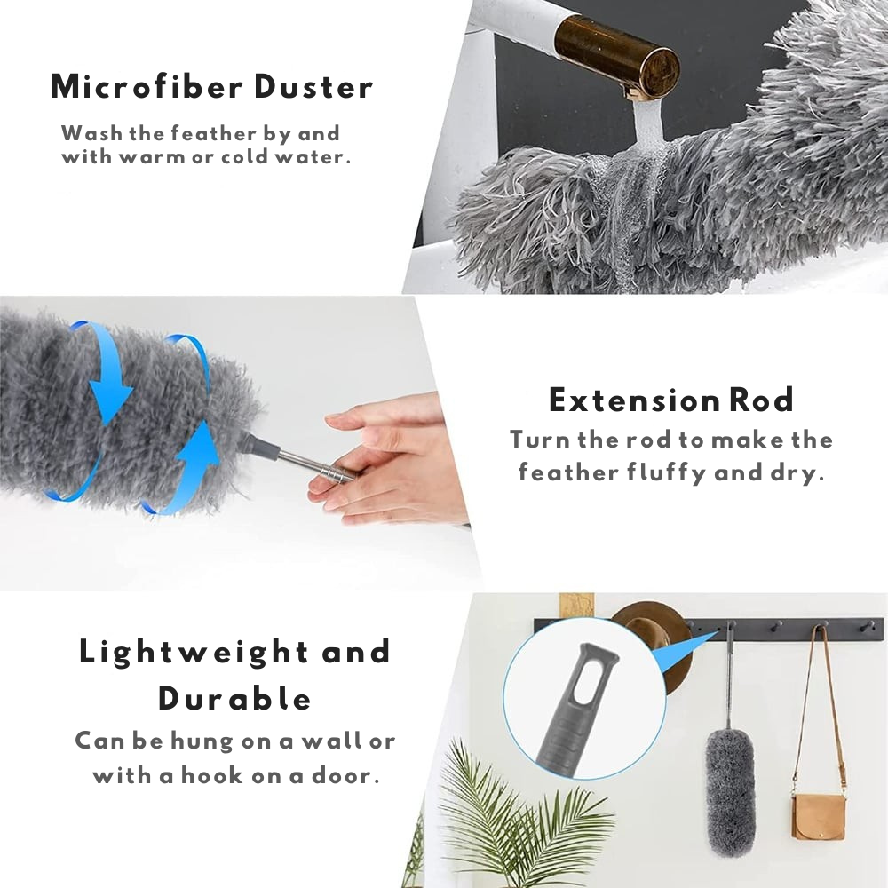 Microfiber Duster Extendable Duster Long Handle Ceiling Fan Cleaning - Image 6