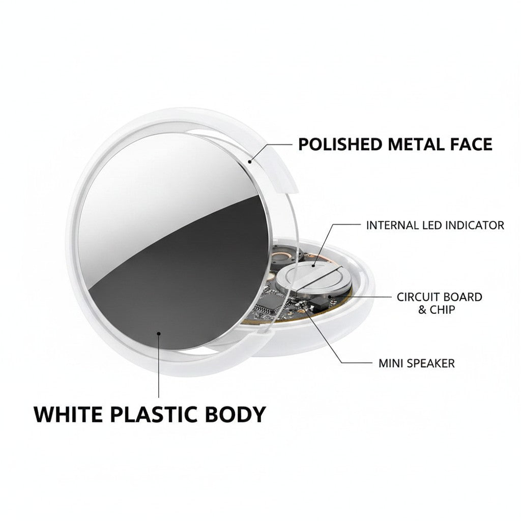 mini bluetooth tracker close-up construction and materials