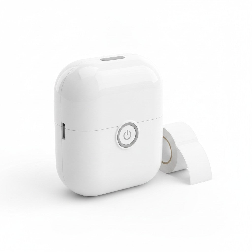 mini label printer product photo on white background