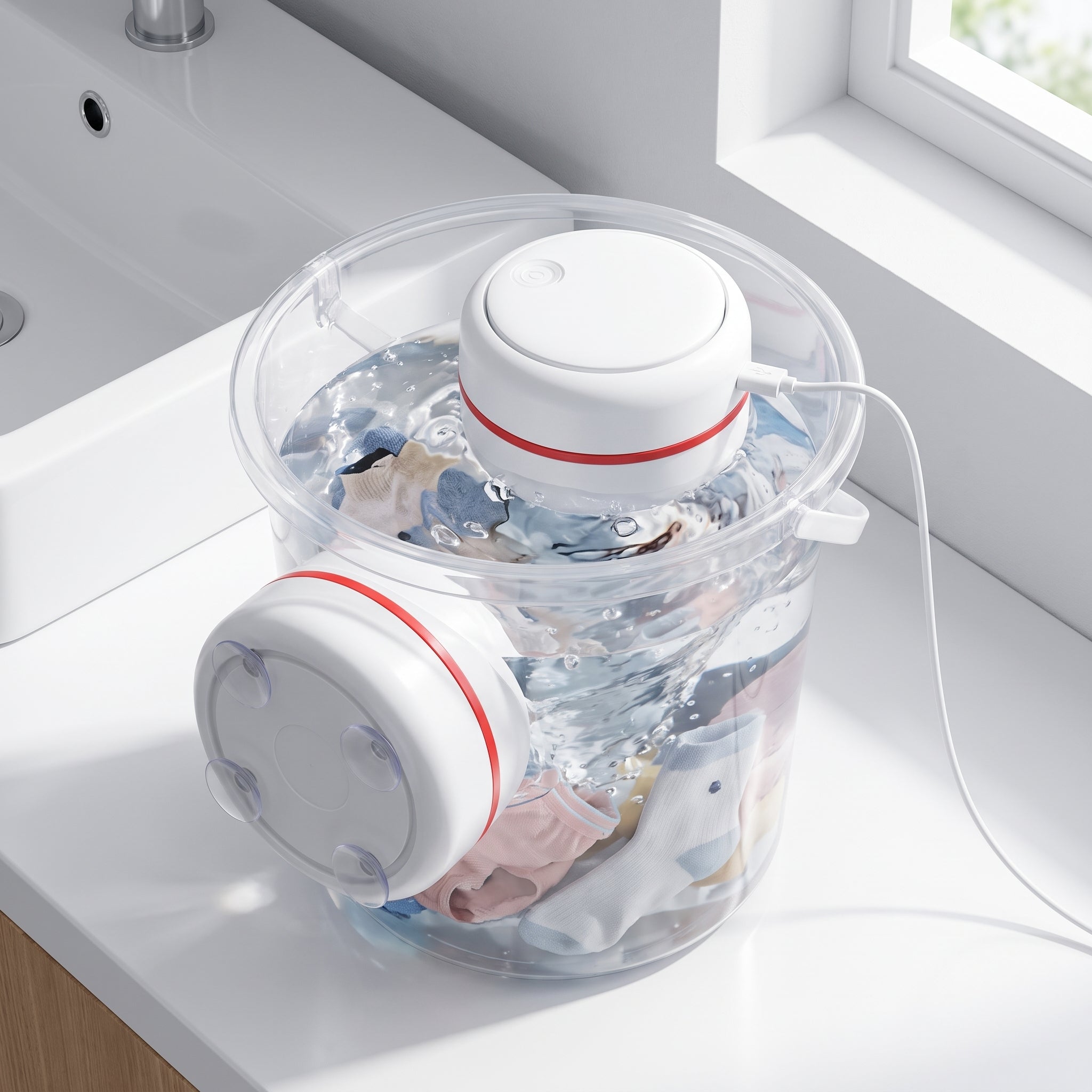 Mini Portable Washing Machine White USB Powered Delicates - hero