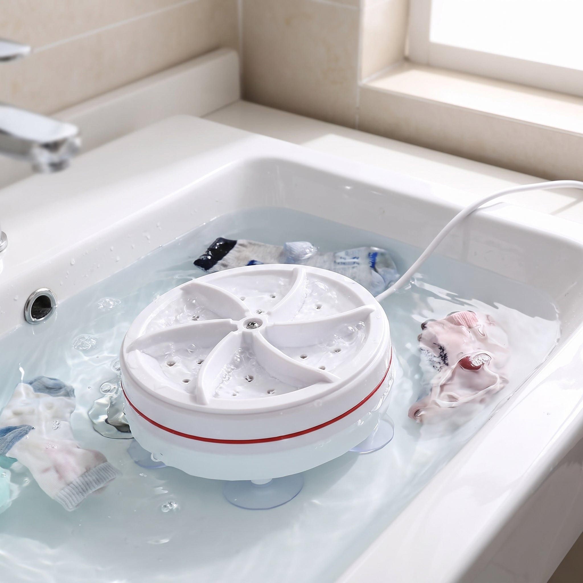 Mini Portable Washing Machine White USB Powered Delicates - Image 3